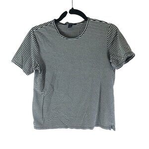 Lands End Womens Striped Short Sleeve T-Shirt Black/White 100% Cotton S
